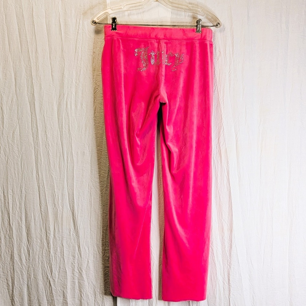 Vintage Y2K Juicy Couture Wide Sweats Track Pants Hot Pink Velour Size Small